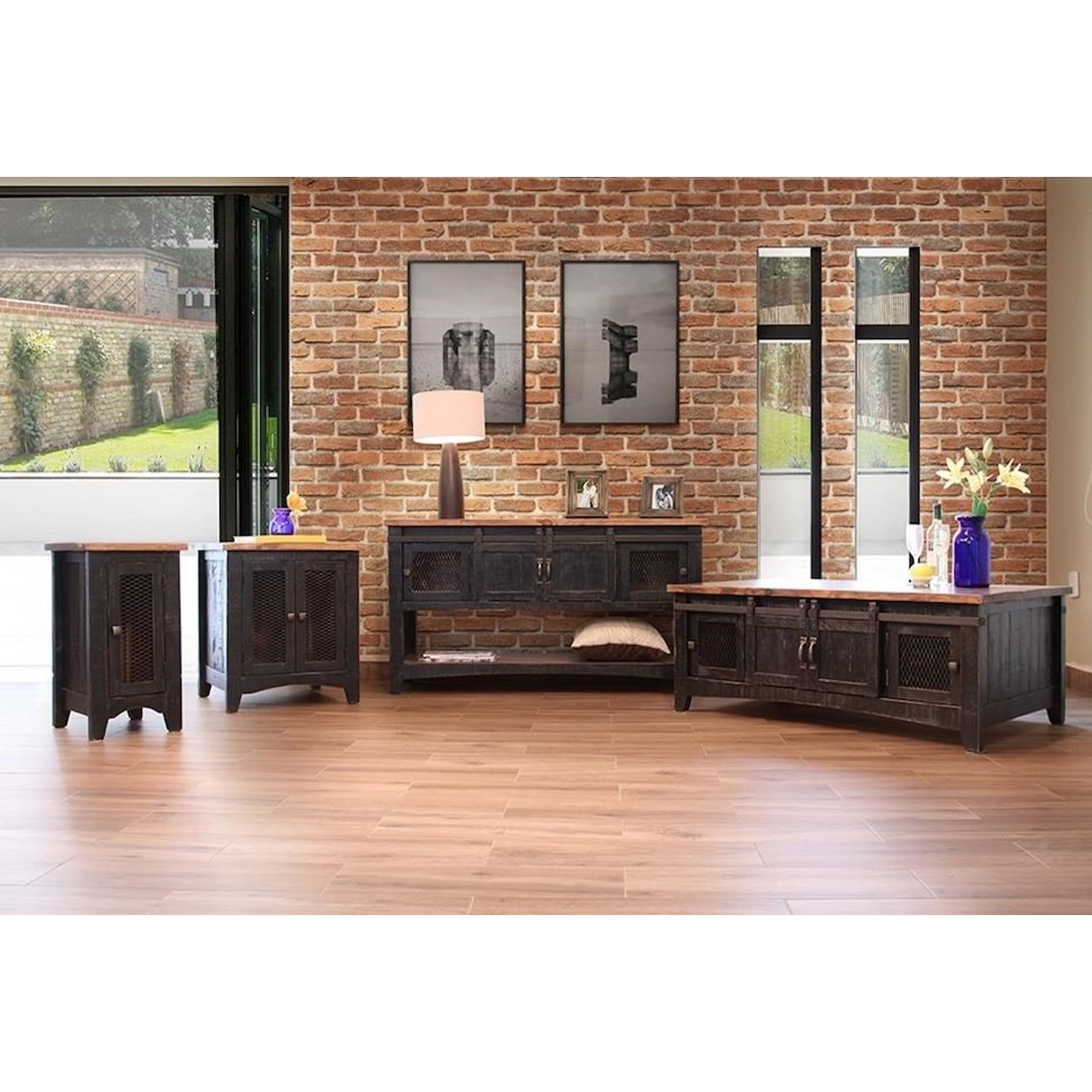 International Furniture Direct Pueblo IFD370SOFA Rustic Sofa Table with